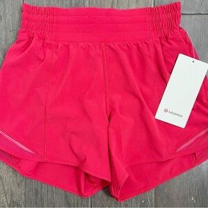 NEW Lululemon 4” High Rise Hotty Hot Shorts. Color-Dragonfruit Size 4